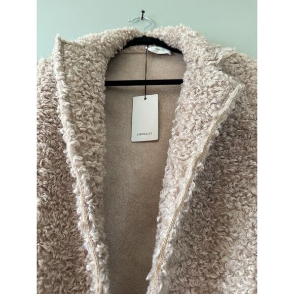 Lanston Sherling Trench Coat Sand Beige XS NWT Teddy Faux Shearling Long - Picture 3 of 9